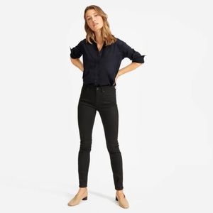 Everlane Mid Rise Skinny Jeans Rigid Denim Black, Size 30